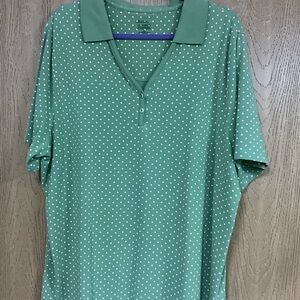 Liz & Me Olive Polka Dot Short Sleeve Tee